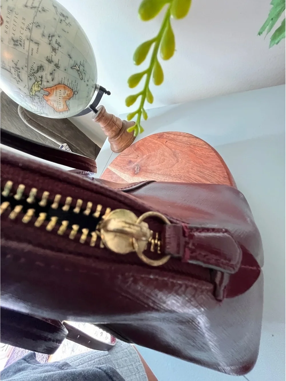 COACH Burgundy Saffiano Leather Peyton Cora Domed Satchel & Crossbody Bag F25671
